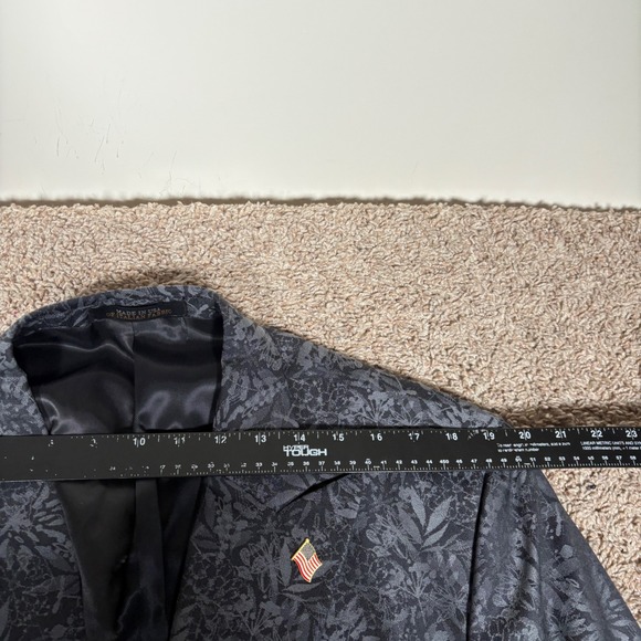 JOS A Bank Mens Blazer Jacket 46R Double Breasted Paisley Leaf Pattern Tailored - Picture 7 of 13